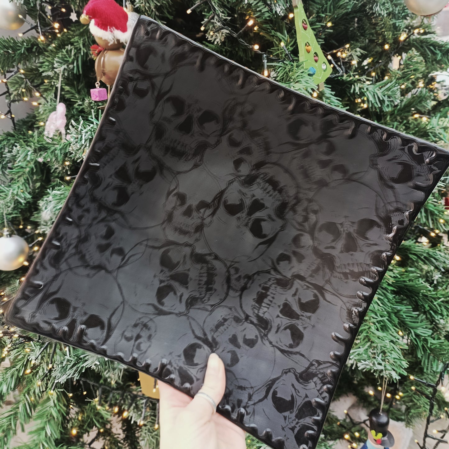 Matte Black Skull Square Plate