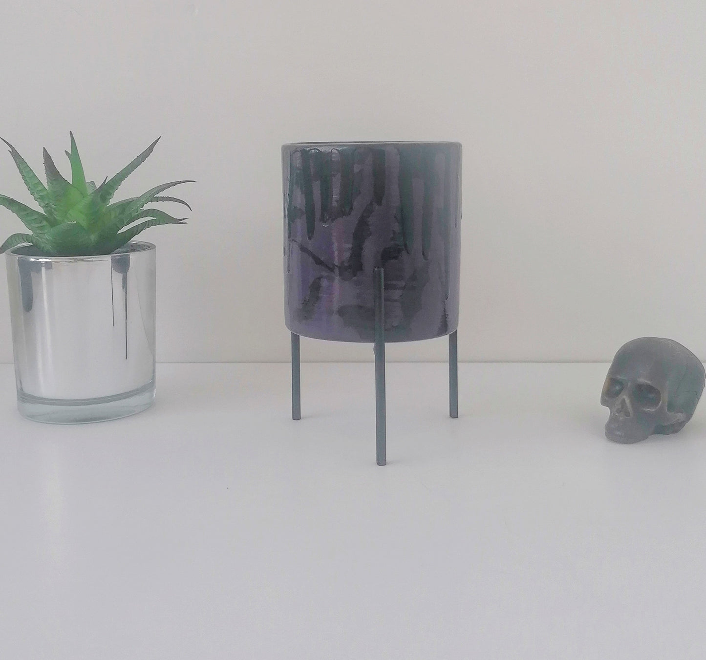 Purple Bats small indoor planter with stand