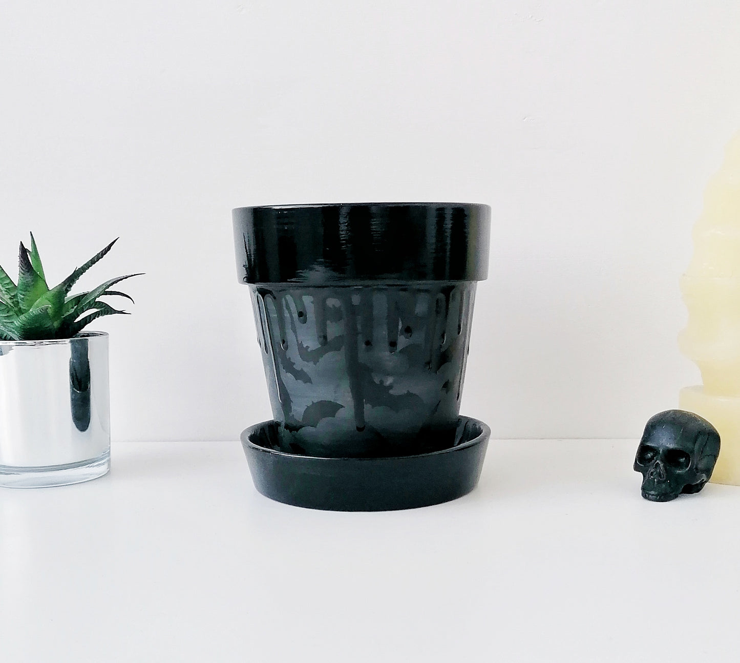 Matte Black Bats Plant Pot (Ready to ship)