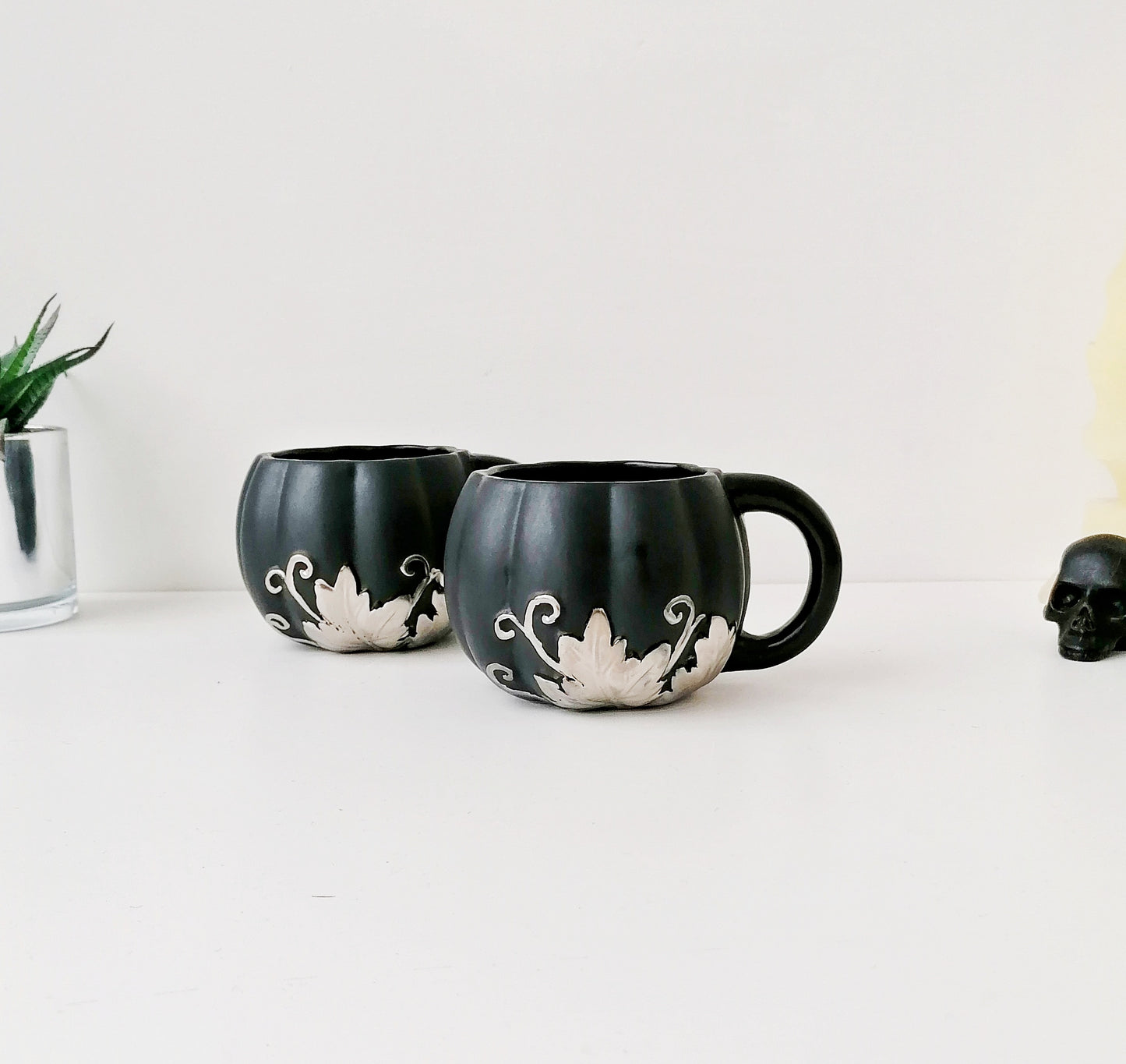 Matte Black Silver Pumpkin Mug