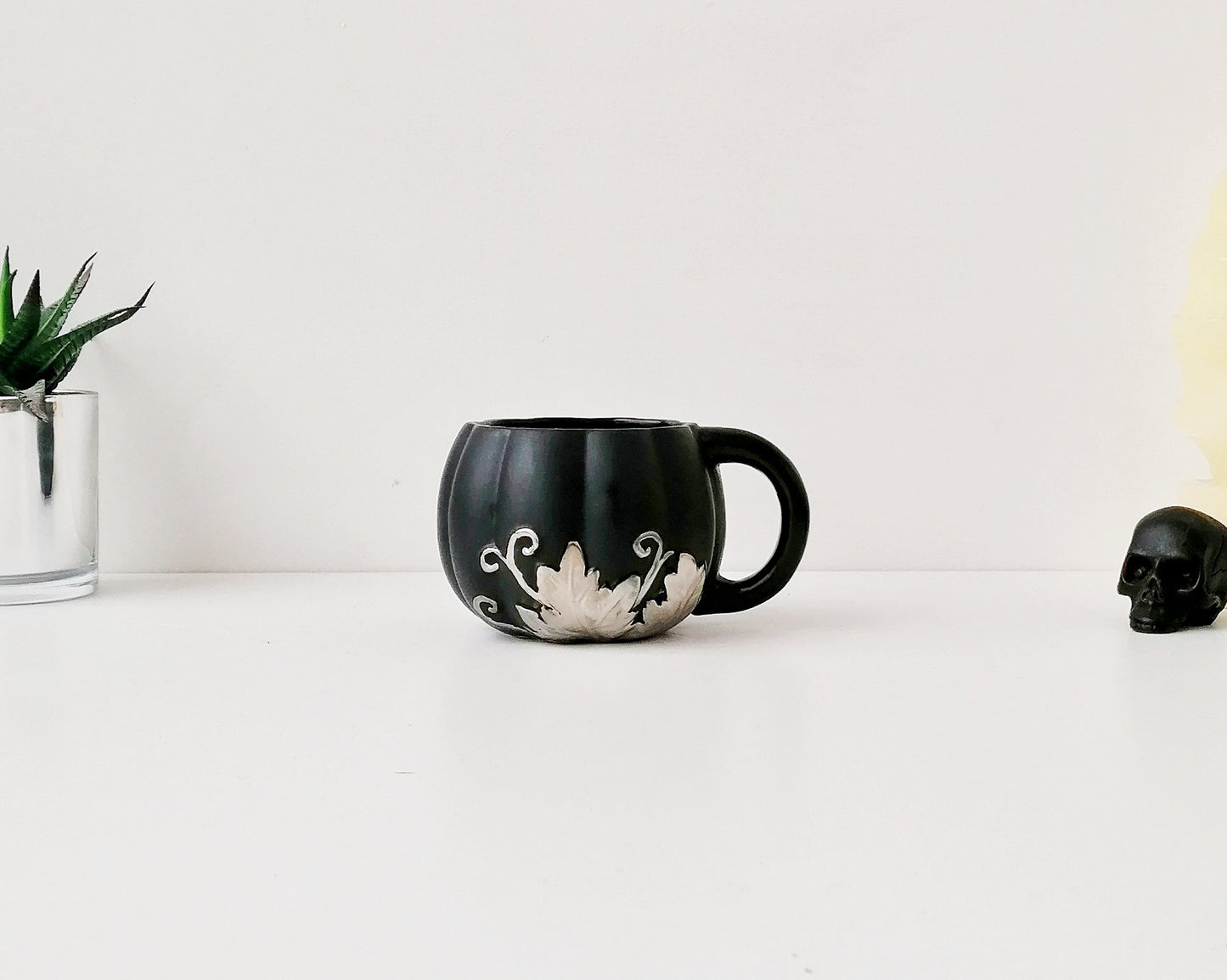 Matte Black Silver Pumpkin Mug