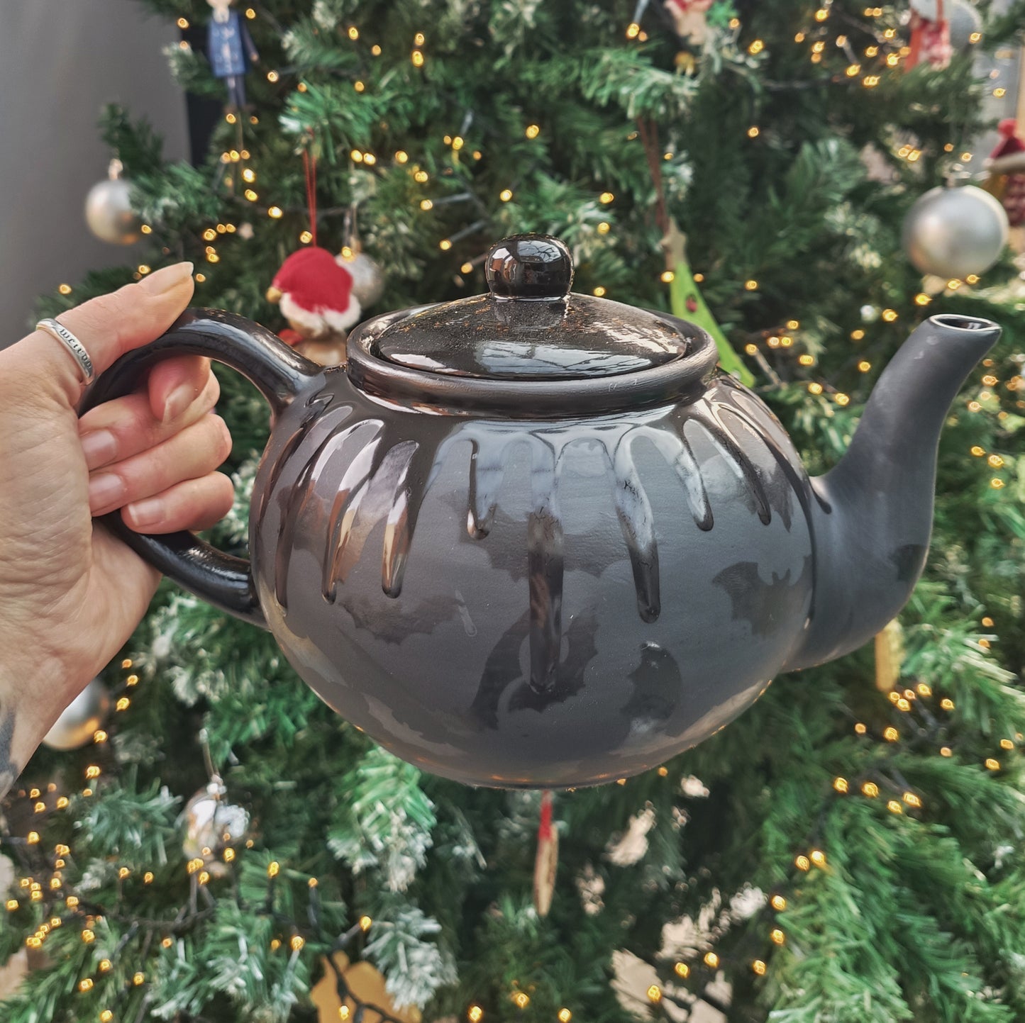 Matte Black Bat Teapot