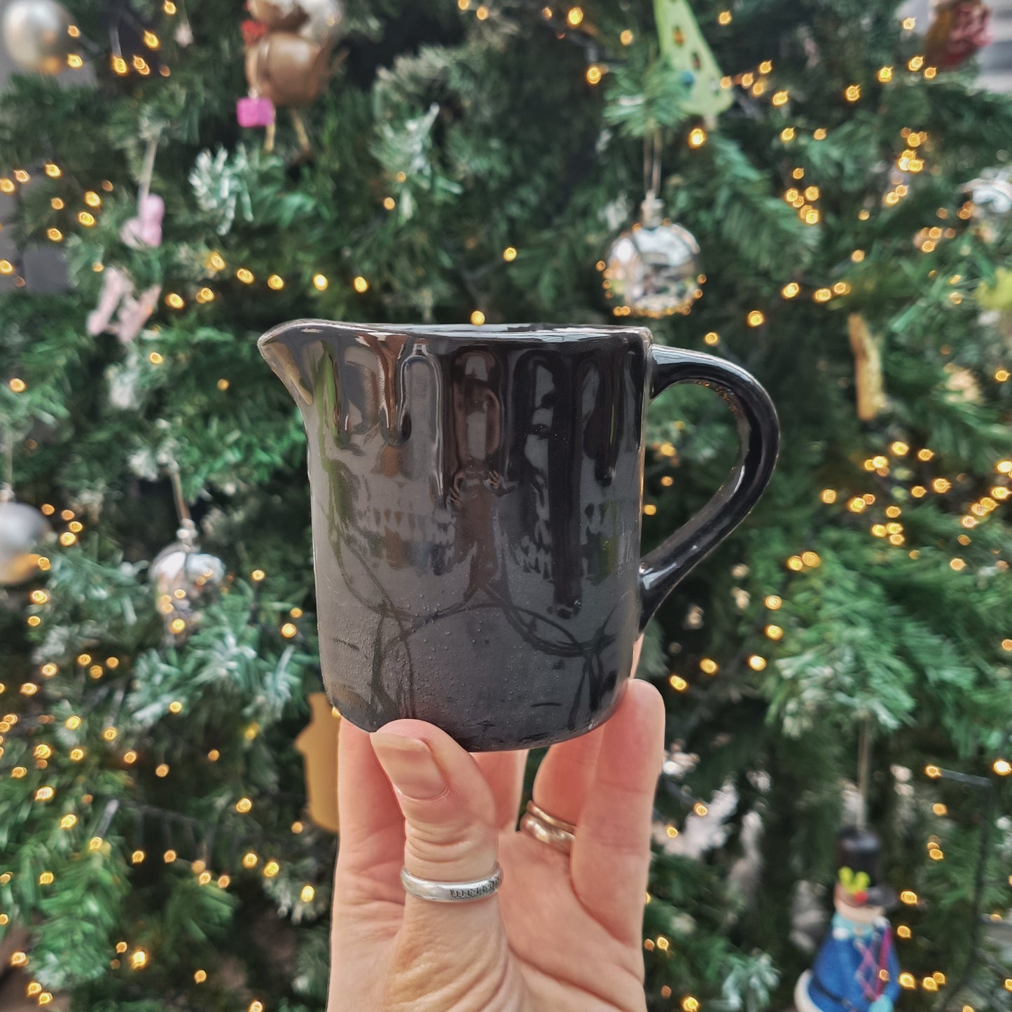 Matte Black Skull Milk Jug
