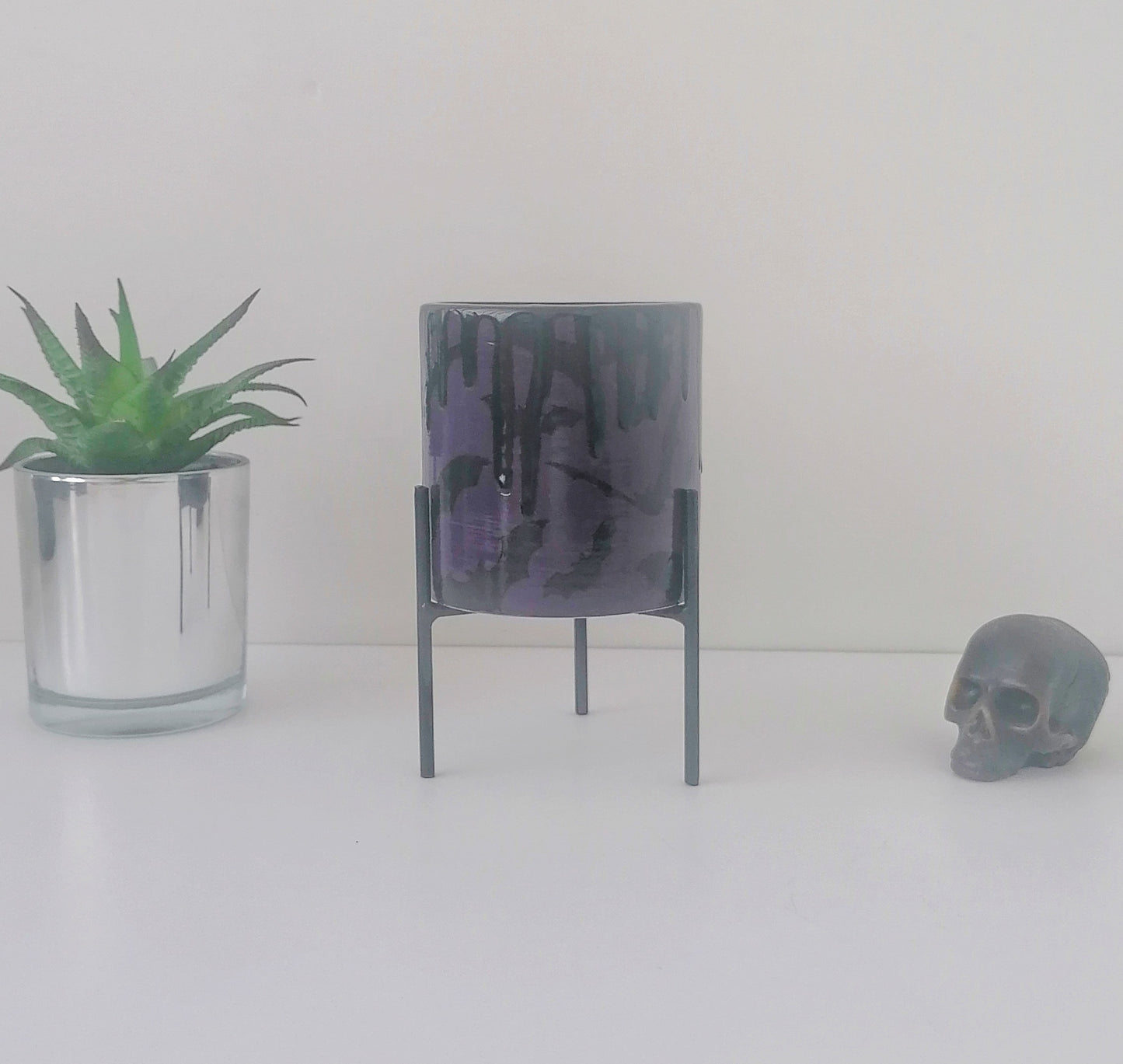 Purple Bats small indoor planter with stand