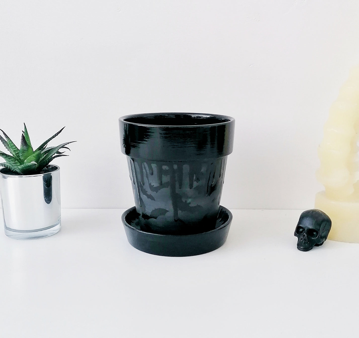 Matte Black Bats Plant Pot (Ready to ship)