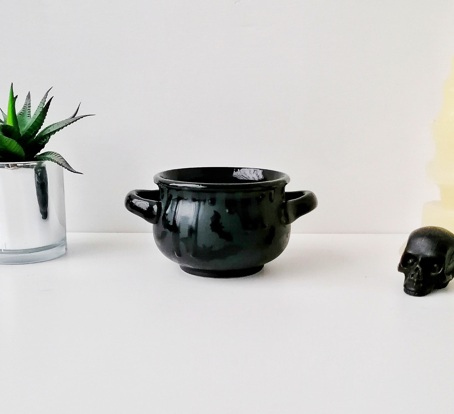 Matte Black Bat Small Cauldron (Ready to ship)