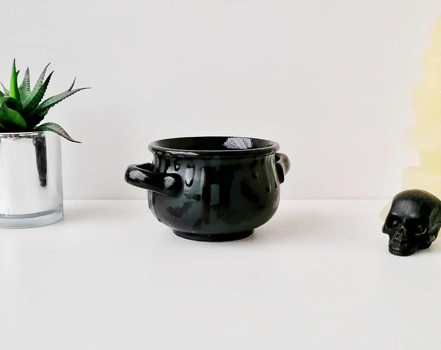 Matte Black Bat Small Cauldron (Ready to ship)