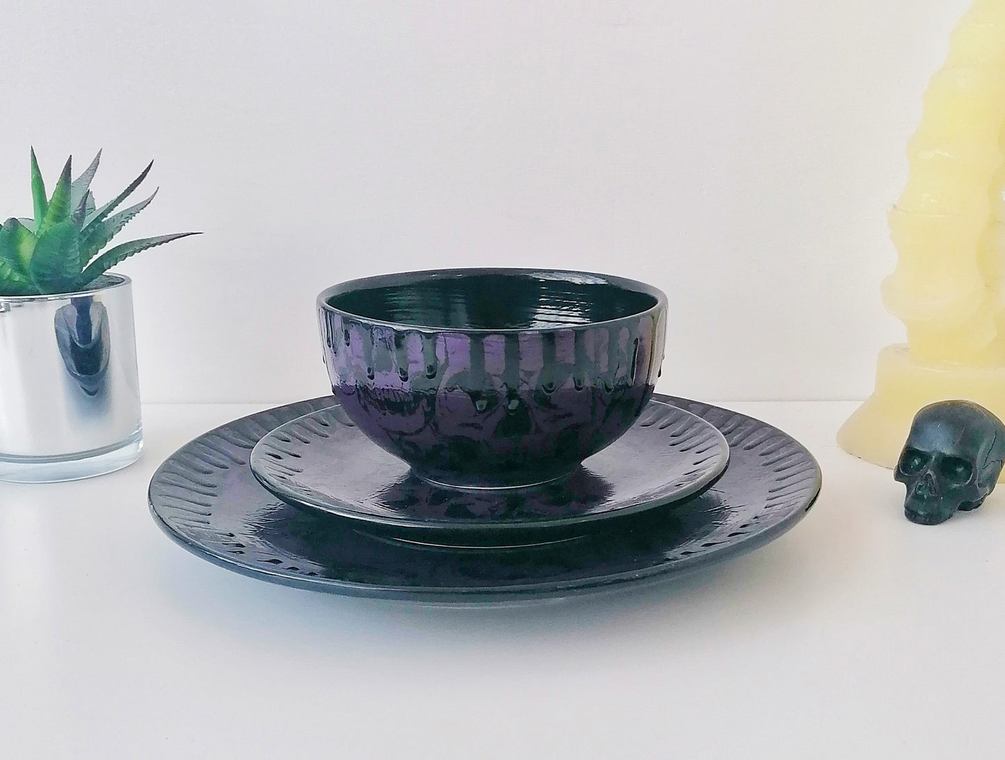 Purple Skull Dinner Set