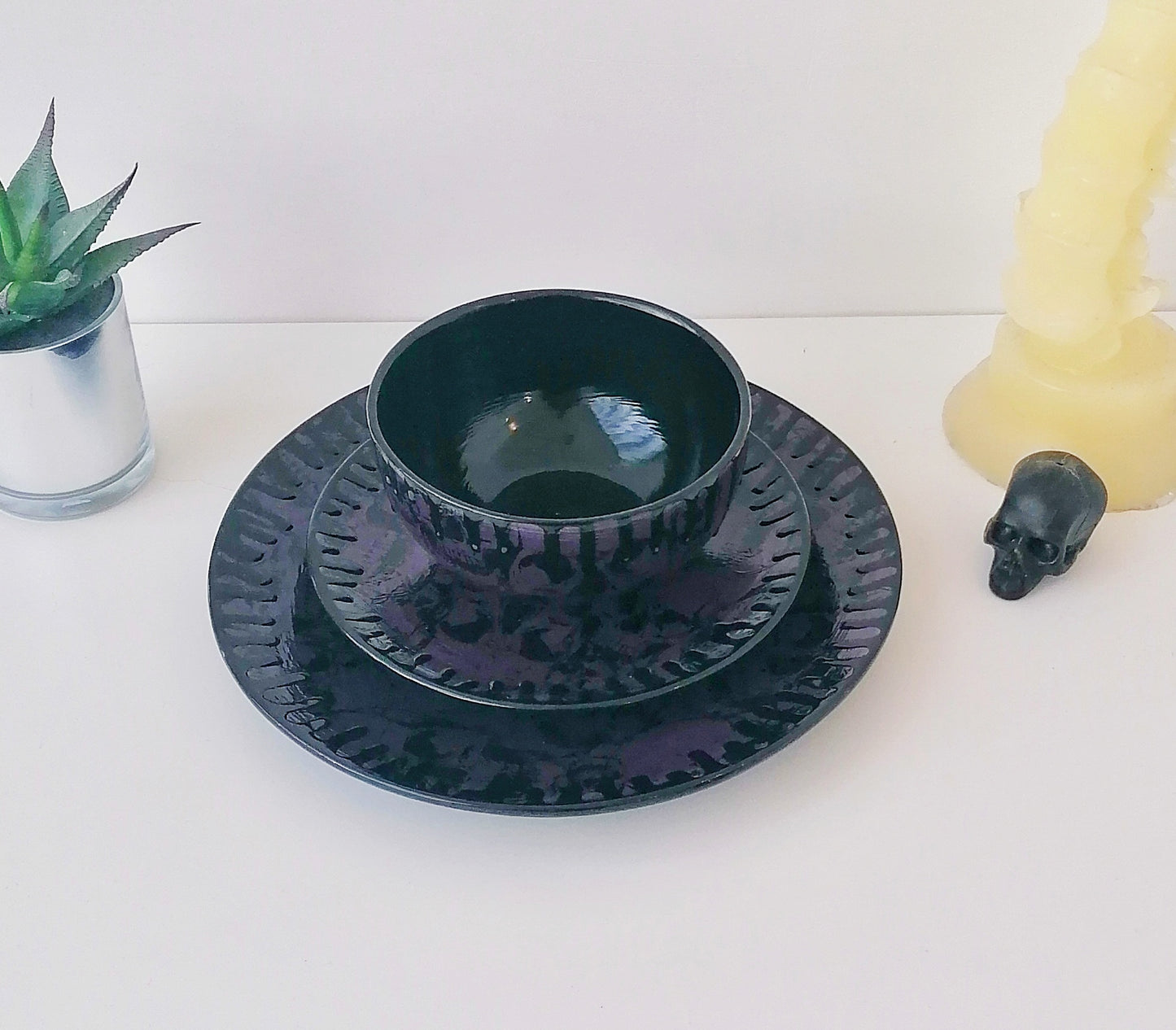 Purple Skull Dinner Set