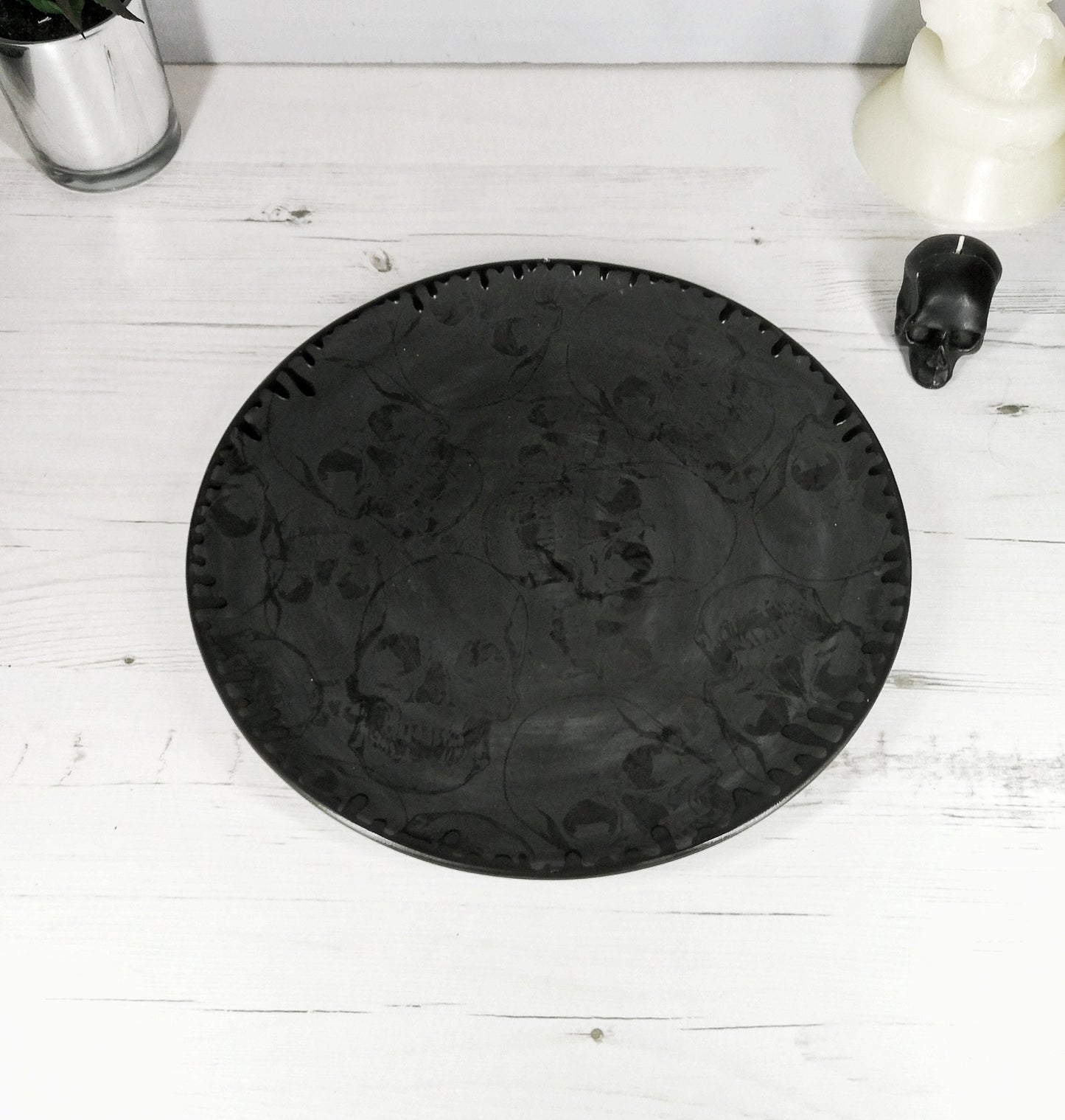 Matte Black Skull Dinner Set