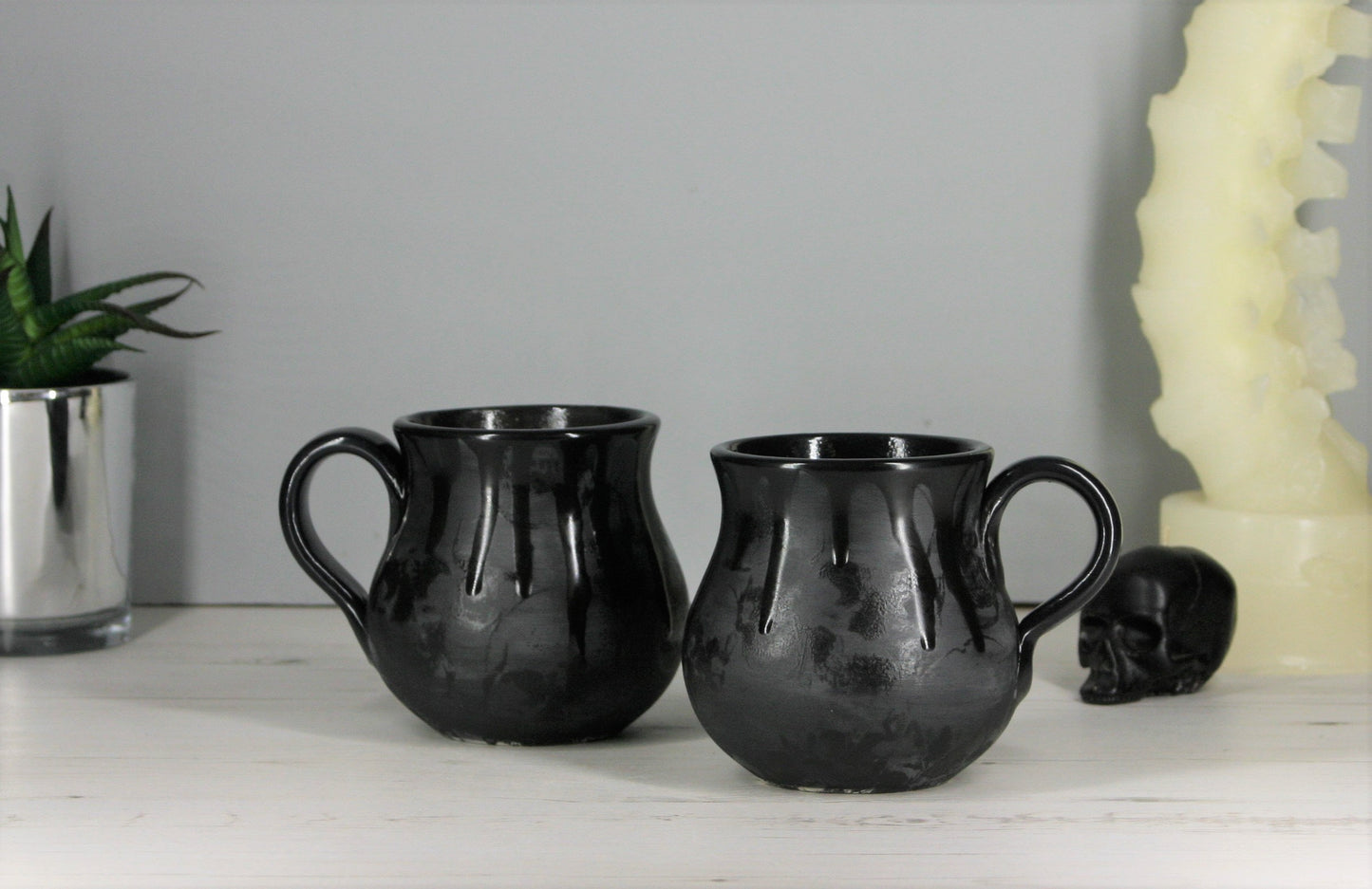 Matte Black Skull Bulgy Mug (Ready to ship, Seconds)