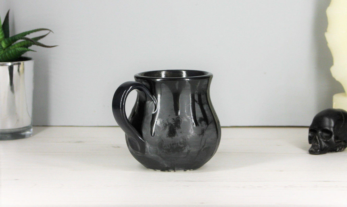 Matte Black Skull Bulgy Mug (Ready to ship, Seconds)