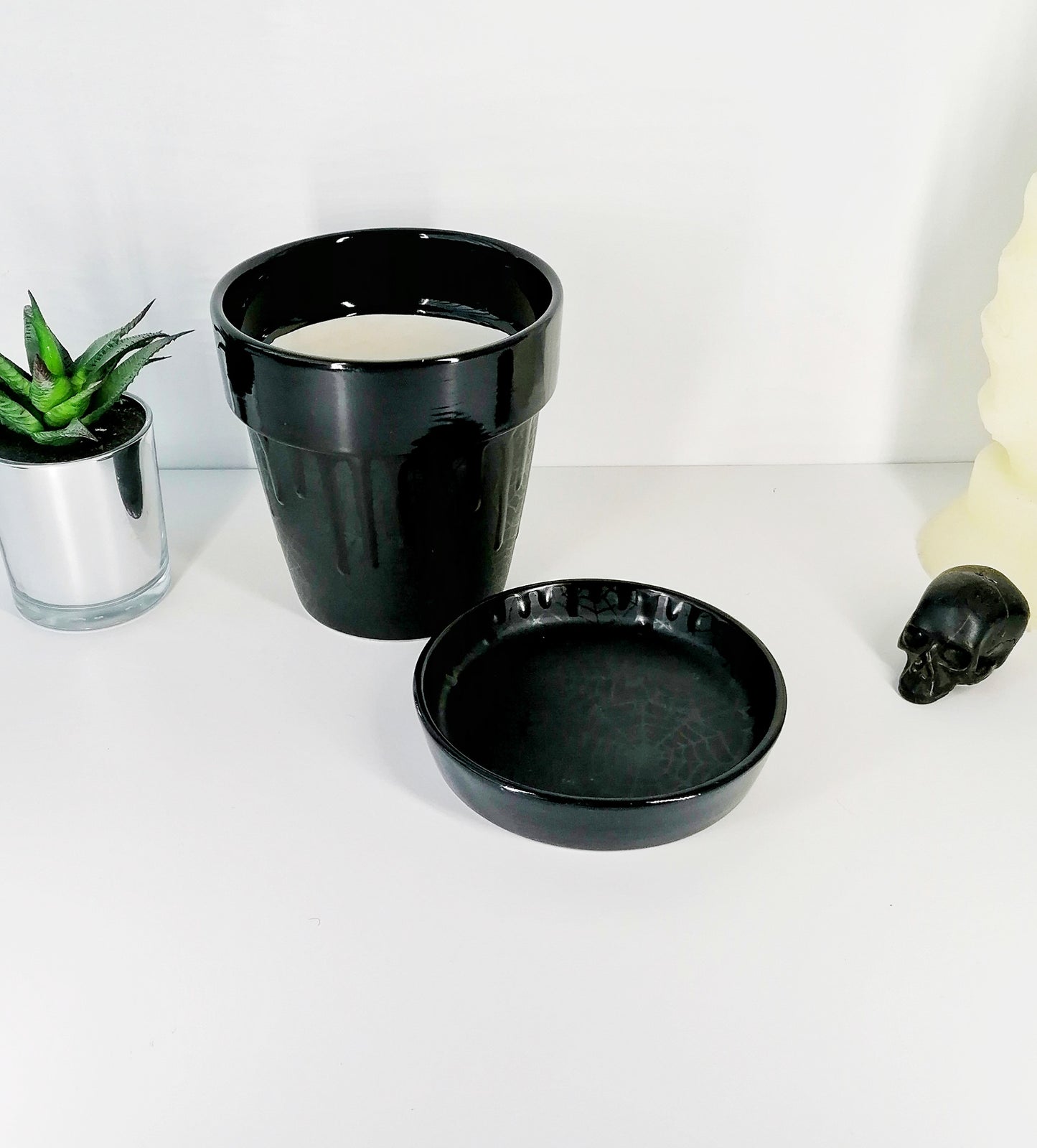 Matte Black Web Plant Pot (Ready to ship)
